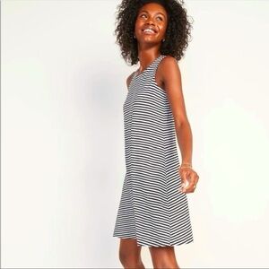 Old Navy Black‎ White Striped Tank Swing Dress XS X Small